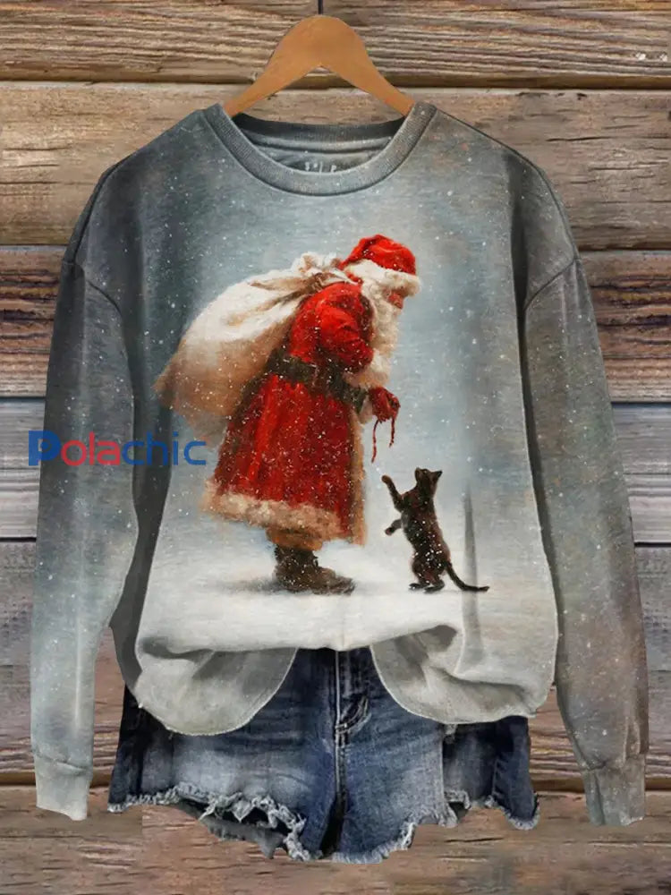 Sweatshirt Santa & Cat Regular Femme comme image / S