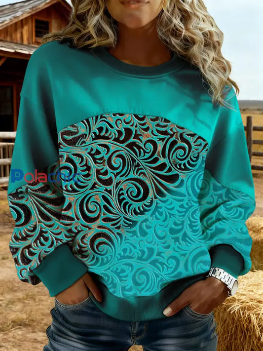 Sweatshirt Vintage Western Femme comme image / S