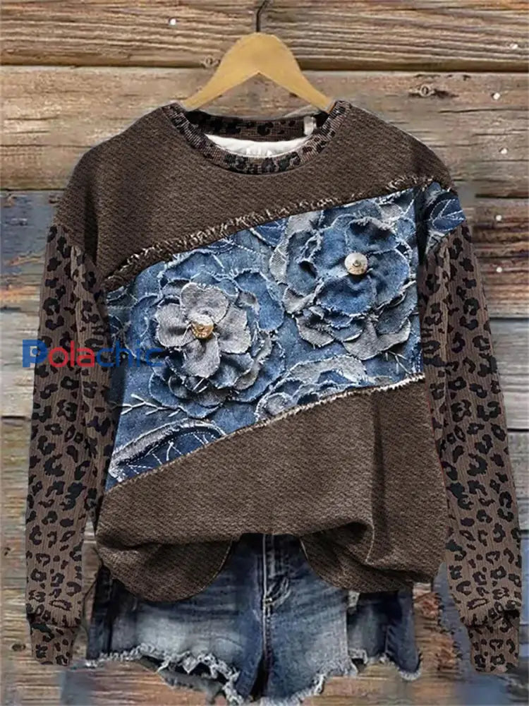 Sweatshirt Western Art Print Femme comme image / S