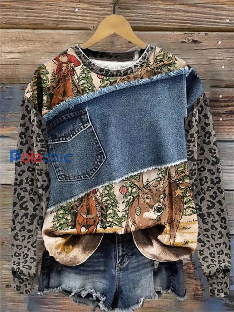 Sweatshirt Western Art Print Femme comme image / S