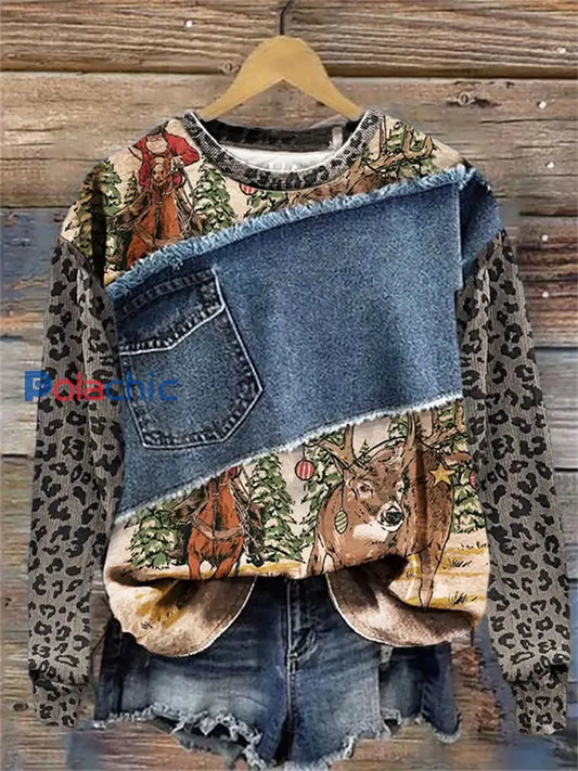 Sweatshirt Western Art Print Femme comme image / S