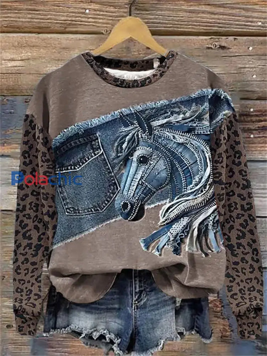 Sweatshirt Western Art Print Femme comme image / S