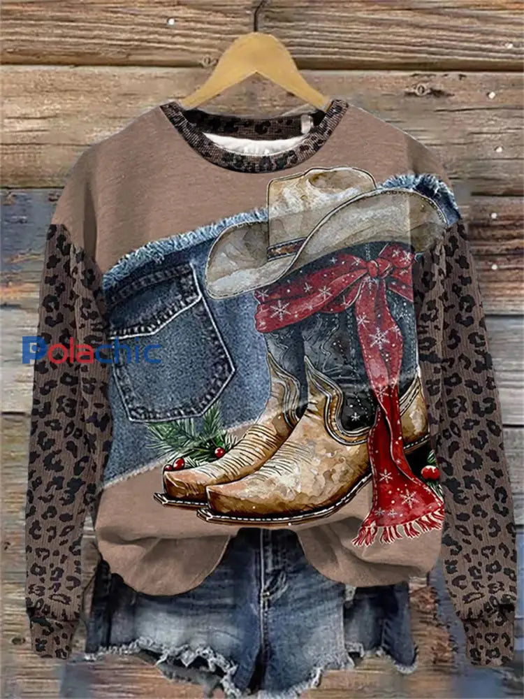 Sweatshirt Western Art Print Femme comme image / S