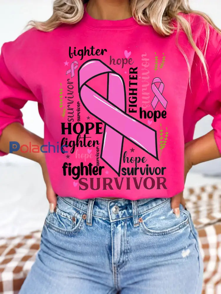 Sweatshirts de sensibilisation au cancer du sein pour femmes rose foncé / S