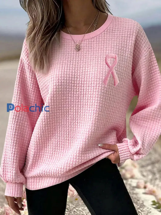Sweatshirts Femme Rose Ruban Conscience du Cancer du Sein Rose / S