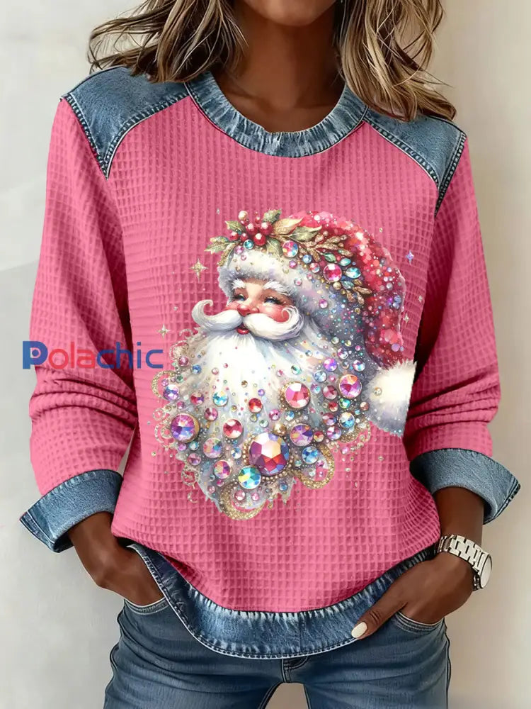 Sweatshirts Père Noël pour femmes Rose / S