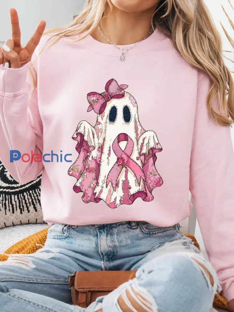 Sweatshirts pour femmes Breast Cancer Ghost rose clair / S