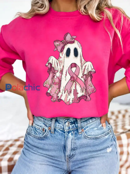 Sweatshirts pour femmes Breast Cancer Ghost rose foncé / S