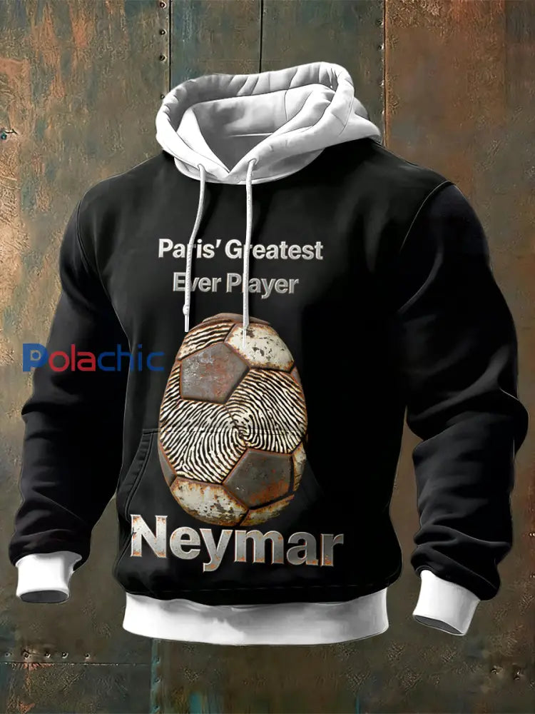 Sweatshirts pour hommes avec le plus grand joueur de Paris Neymar Noir / S