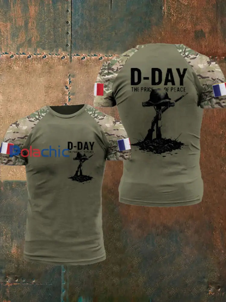 T-shirt 1944 Normandie Military History D-Day pour homme vert armée / S