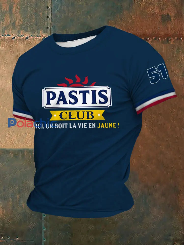 T-shirt 51 Pastis Alcohol Imprimé à manches courtes Homme Bleu Marine / S