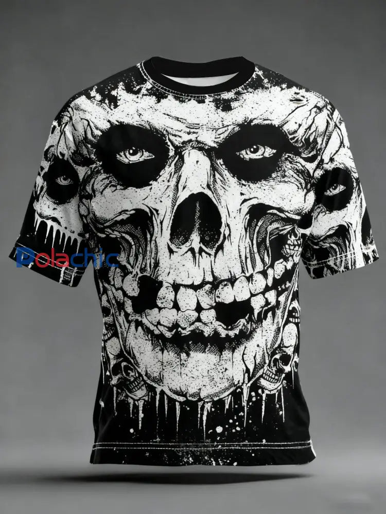 T-shirt à imprimé crâne vintage pour hommes B / S