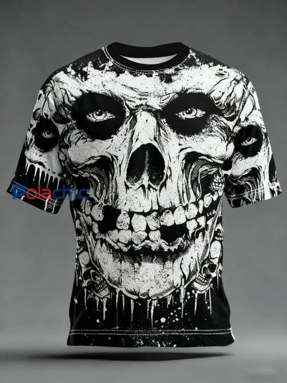 T-shirt à imprimé crâne vintage pour hommes B / S