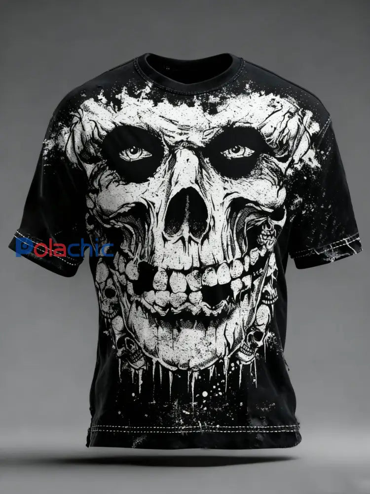 T-shirt à imprimé crâne vintage pour hommes C / S