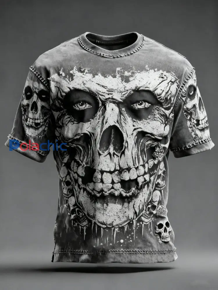 T-shirt à imprimé crâne vintage pour hommes D / S