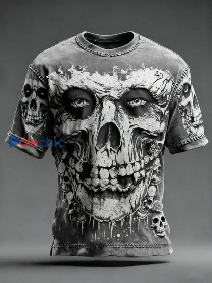 T-shirt à imprimé crâne vintage pour hommes D / S
