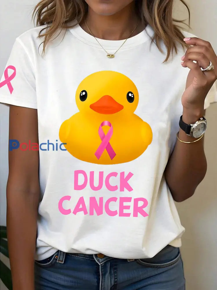 T-shirt à imprimé DUCK CANCER pour femmes Blanc / S