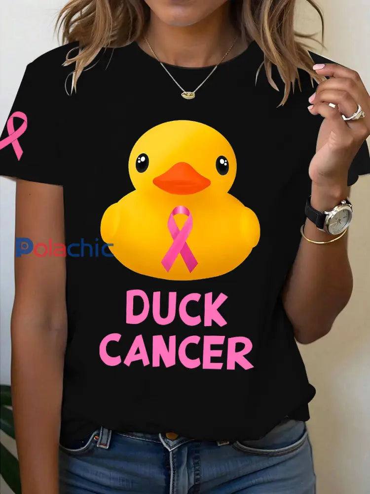 T-shirt à imprimé DUCK CANCER pour femmes Noir / S
