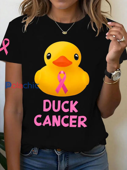 T-shirt à imprimé DUCK CANCER pour femmes Noir / S
