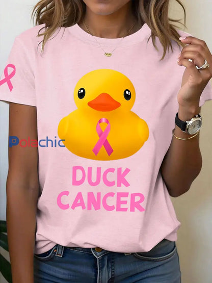 T-shirt à imprimé DUCK CANCER pour femmes Rose Clair / S