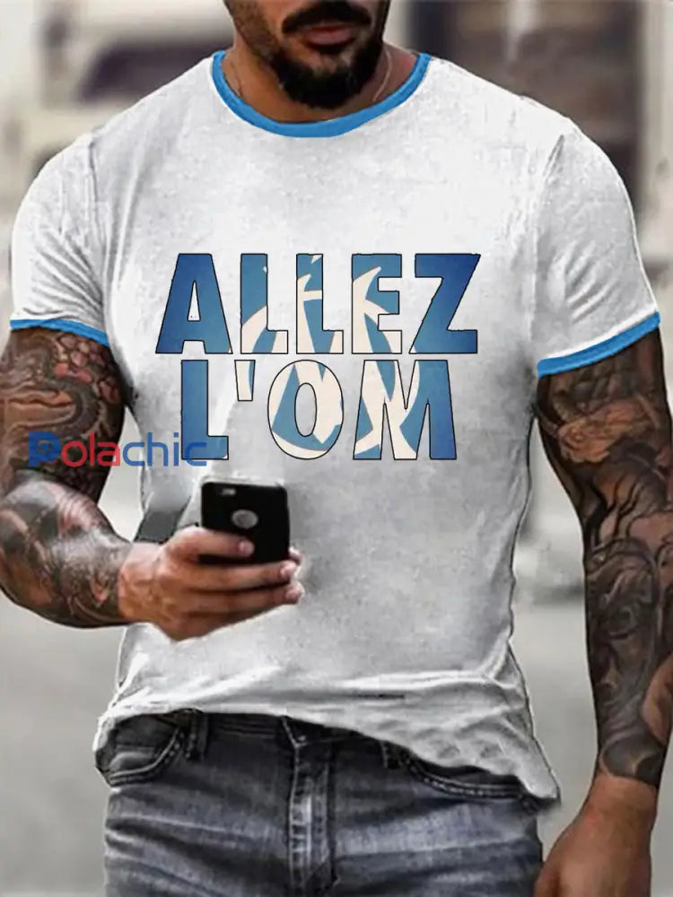 T-shirt à manches courtes Allez l’OM Homme Blanc / S