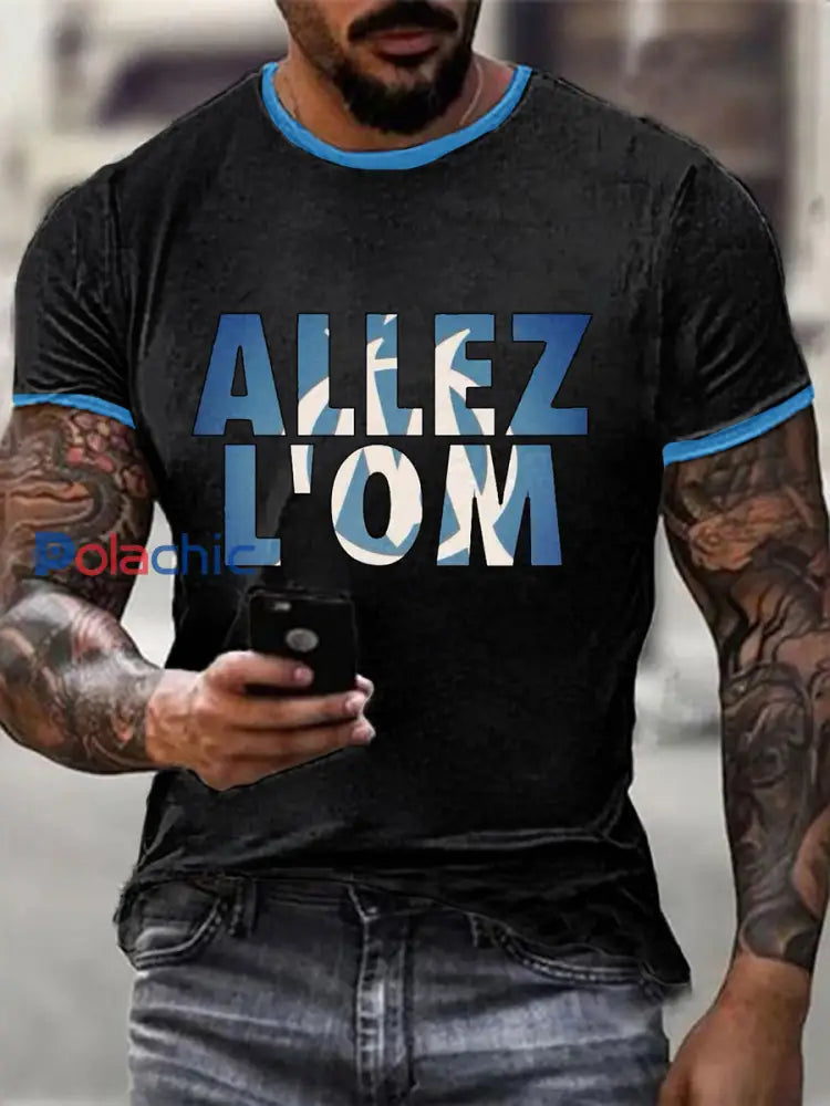 T-shirt à manches courtes Allez l’OM Homme Noir / S