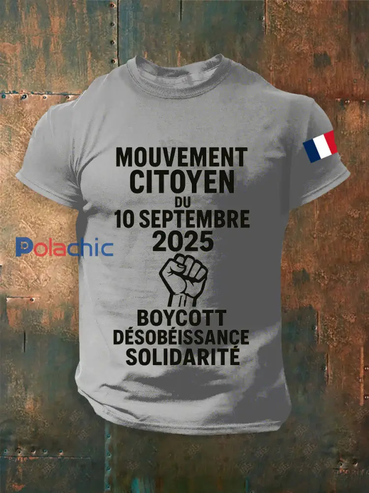 T-shirt à manches courtes Bloquons tout Le 10 Septembre Homme gris clair / S