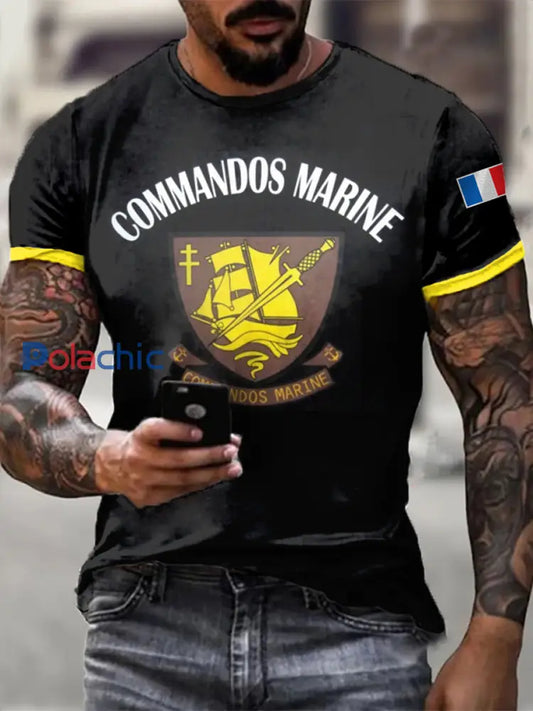 T-shirt à manches courtes Commandos Marine pour homme Noir / S