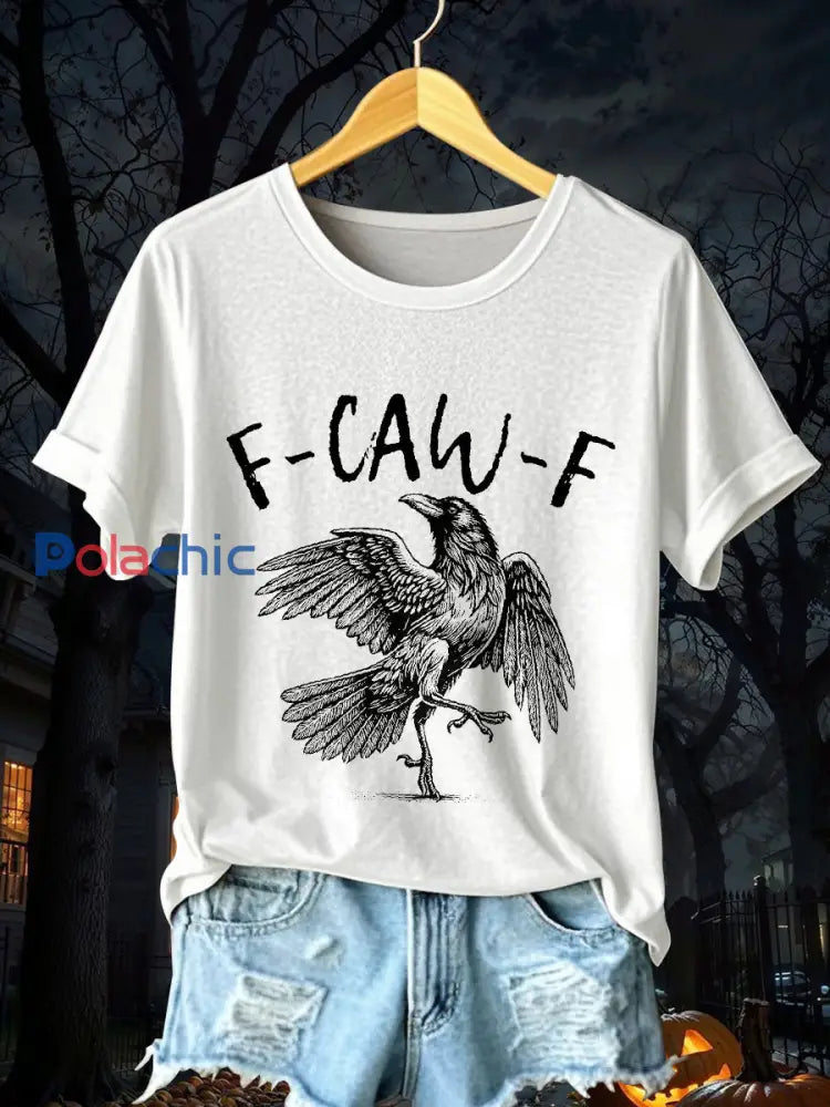 T-shirt à manches courtes Crow F-Caw-F Femme blanc / S