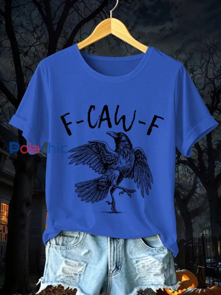 T-shirt à manches courtes Crow F-Caw-F Femme bleu / S