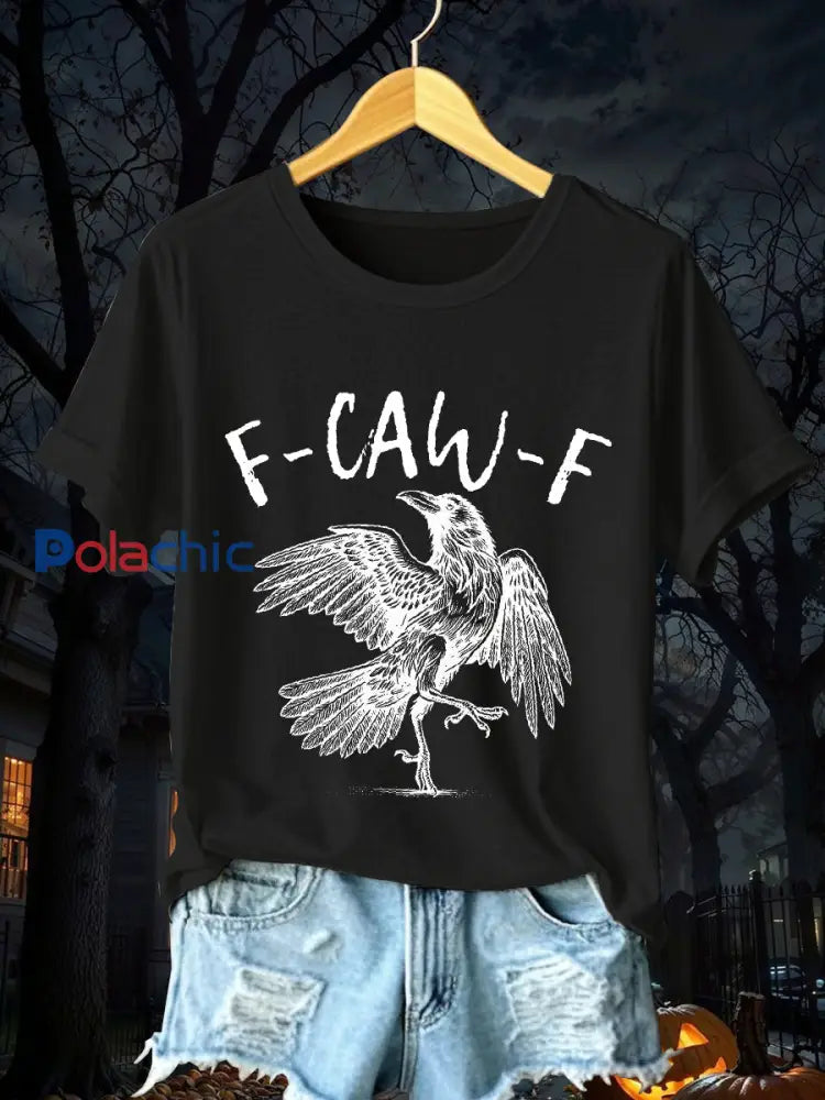 T-shirt à manches courtes Crow F-Caw-F Femme noir / S