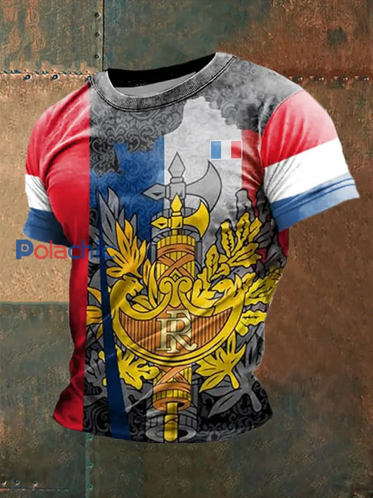 T shirt à manches courtes design drapeau français pour hommes comme image / S