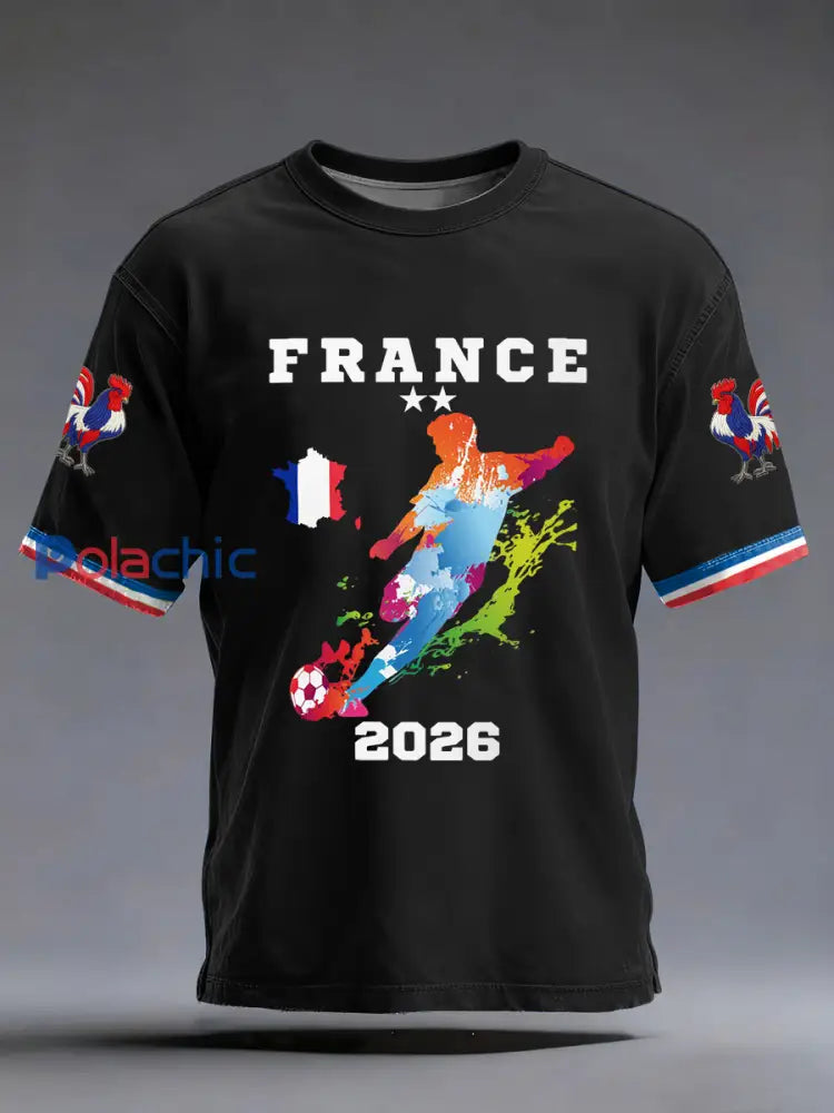 T-shirt à manches courtes France 2026 pour homme Noir / S