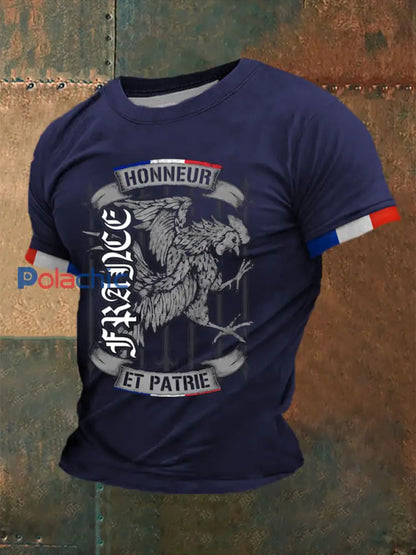 T shirt à manches courtes France honneur et patrie Homme Bleu Marine / S