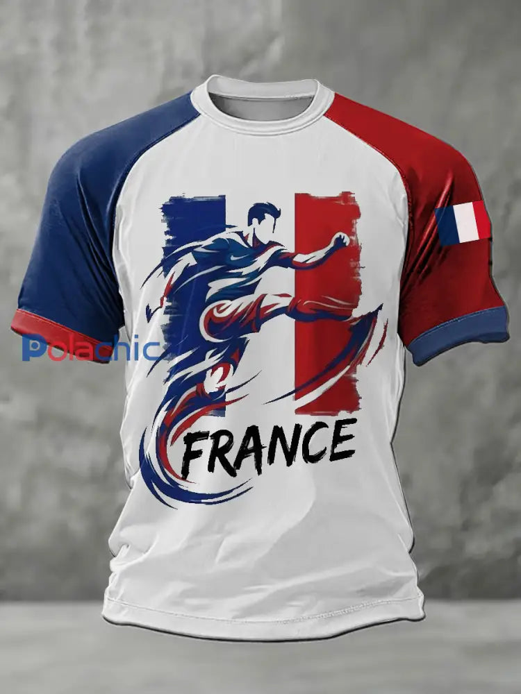 T-shirt à manches courtes France Soccer pour homme comme image / S