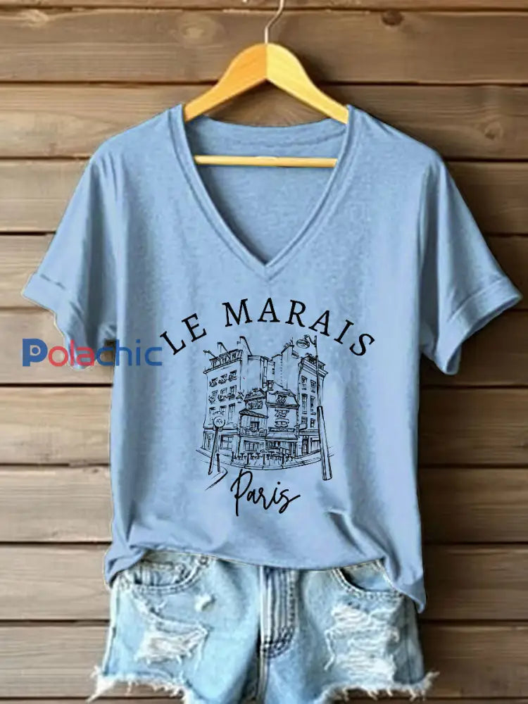 T-shirt à manches courtes France Travel Femme Bleu Clair / S