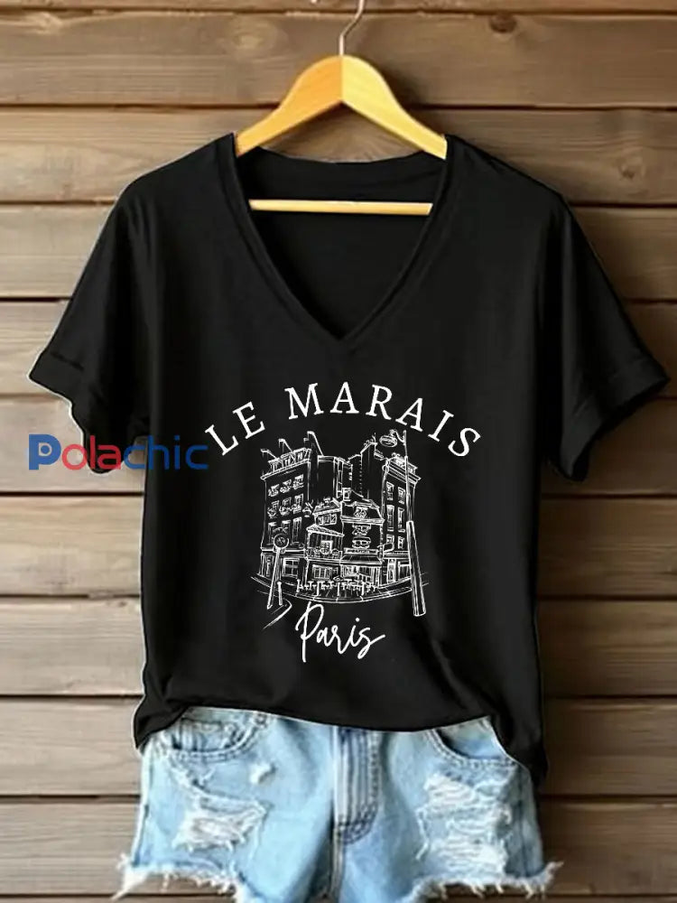 T-shirt à manches courtes France Travel Femme Noir / S