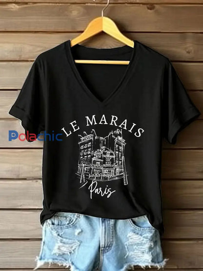 T-shirt à manches courtes France Travel Femme Noir / S