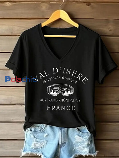 T-shirt à manches courtes France Travel Femme Noir / S