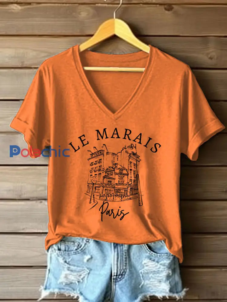 T-shirt à manches courtes France Travel Femme Orange / S