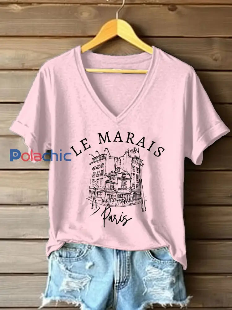 T-shirt à manches courtes France Travel Femme Rose Clair / S