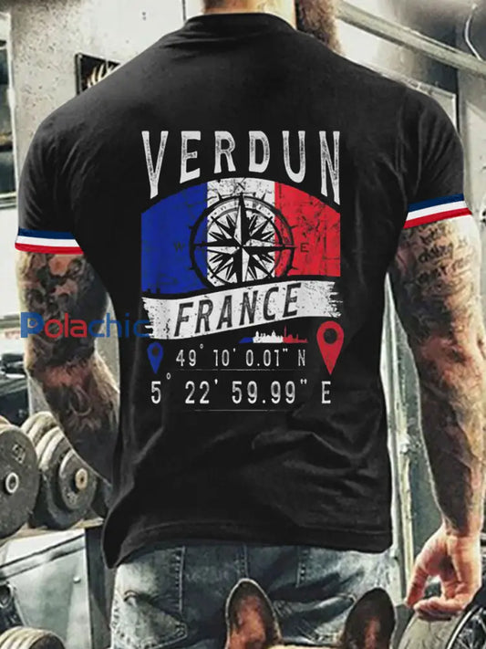 T-shirt à manches courtes France Verdun pour homme Noir / S