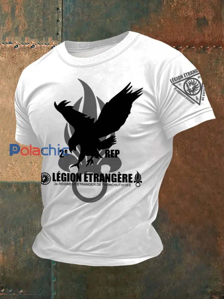 T-shirt à manches courtes imprimé de la Légion étrangère française pour homme Blanc / S
