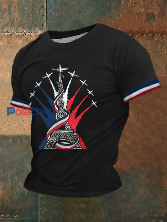 T shirt à manches courtes imprimé Fete Nationale Homme Noir / S