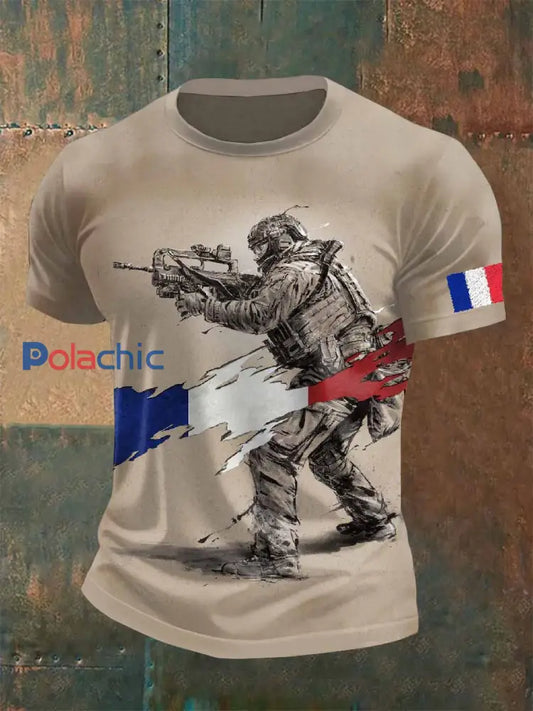 T-Shirt À Manches Courtes Imprimé Militaire Pour Homme comme image / S