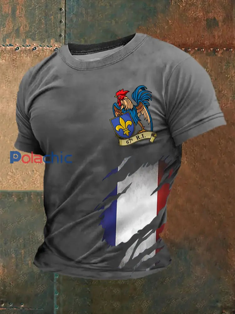 T shirt à manches courtes imprimé Napoléon Empire Homme Gris Clair / S
