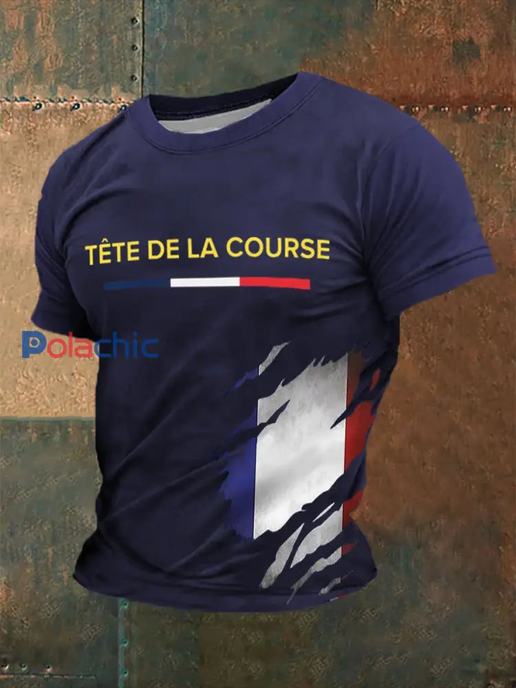 T-shirt à manches courtes imprimé Tour de France Homme Bleu Marine / S