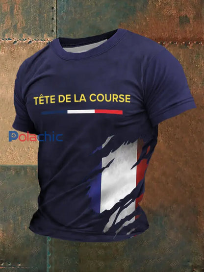 T-shirt à manches courtes imprimé Tour de France Homme Bleu Marine / S