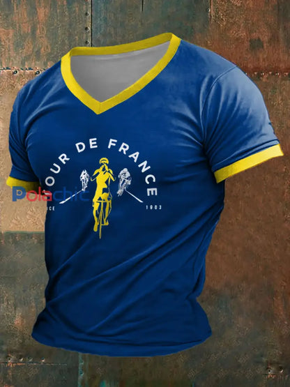 T-shirt à manches courtes imprimé Tour de France Homme Bleu / S