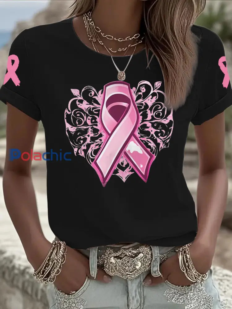 T-shirt à manches courtes Iron On pour femmes noir / S